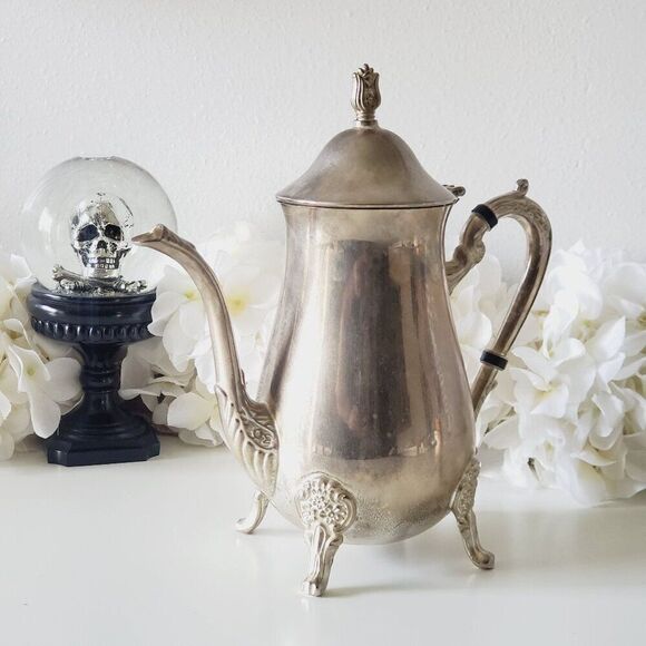 Vintage Victorian Design Silver Pitcher Decorative H: 10" - Picture 8 of 10